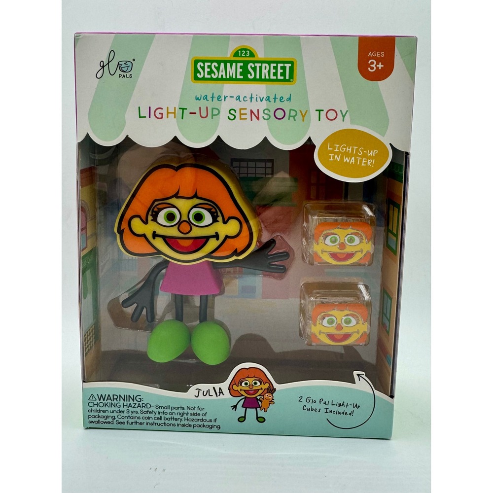 Glo Pals Sesame Street Julia Light-Up‎ Sensory Water Bath Toy Kids Orange New